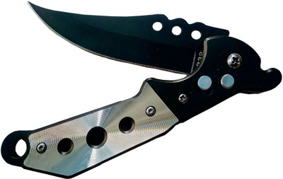 

MAMTA Folding Knife For Camping and Survival 8.Inch Silver Black With Push/Lock Button Pocket Knife(Black)
