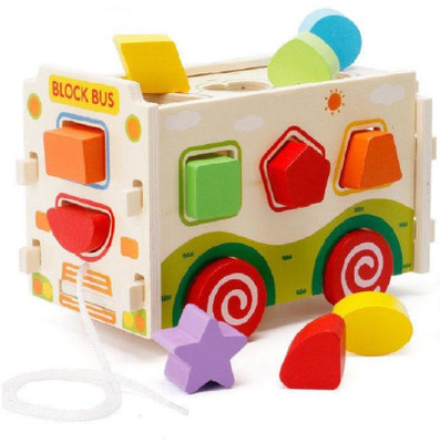 

Miss & Chief Assembling Wooden Push and Pull along Shape Sorter Bus Toy for Kids(Multicolor)