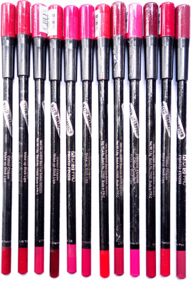 

ADS-PRO Long Lasting Lip Make up Pencil Sticks With Sharpner Pack of 12(Multicolor)