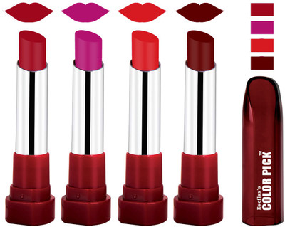 

Eyeflax's Colorpick Silk Touch Matte Multicolor Lipstick Combo 3 (Pack of 4)(Multicolor, 14 g)