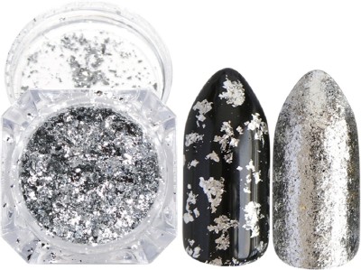 

Imported Silver Metallic Flakes Mirror Powder Nail Art Chrome Pigment Glitters(Silver)