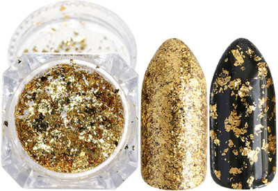 

Imported Gold Golden Metallic Flakes Mirror Powder Nail Art Chrome Pigment Glitters(Gold)