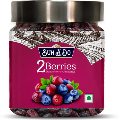 

SUN'A'DO 2Berries (Dried Blueberries & Dried Cranberries) Assorted Fruit(200 g, Plastic Bottle)