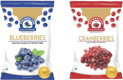 

Wonderland Blueberries & Sliced Cranberries Dried Fruits Combo Pack of 2 (350g) Blueberry, Cranberries(350 g, Pouch)