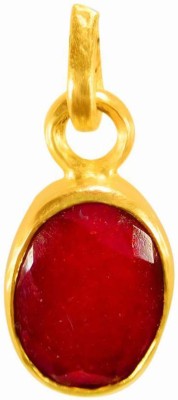 MORMUKUT Yellow Sapphire 6.00 ct./6.6 Ratti Yellow sapphire/Pukhraj Marka Natural Gemstone Pendant Brass Gold-plated Emerald Metal Pendant