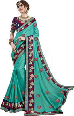 Ethnic4u Embroidered Fashion Georgette Saree(Blue) Flipkart