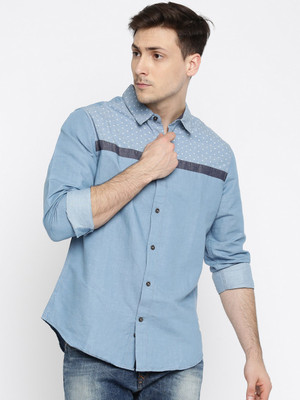 

United Colors of Benetton Men's Printed Casual Light Blue Shirt, 901