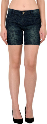 STUDIO NEXX Floral Print Women Dark Green Denim Shorts