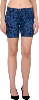 STUDIO NEXX Floral Print Women Blue Denim Shorts