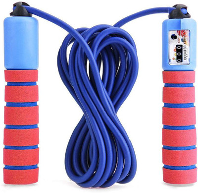 

QUINERGYS Power Skip Jump Rope Adjustable Skipping Ropes Foam Counter Freestyle Skipping Rope(Red, Blue, Length: 320 cm), Multicolor-09
