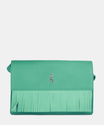 

Global Desi Girls Casual Green PU Sling Bag