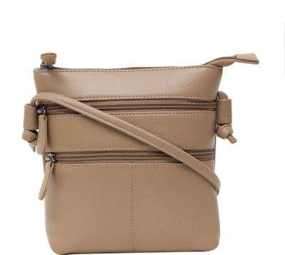 

Calfnero Women Casual Beige Genuine Leather Sling Bag