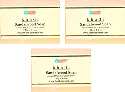 KHADI MART Sandalwood Soap - (Pack of 3)(375 g, Pack of 3)