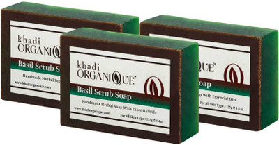 

Khadi organique Handmade Soap Basil Scrub(450 g, Pack of 3)