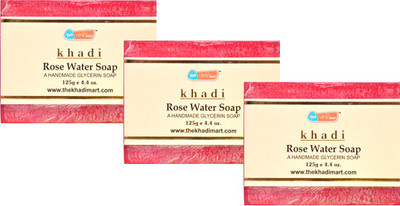 

KHADI MART Rose Water Soap - (Pack of 3)(375 g, Pack of 3)