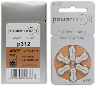 

Power One SIZE 312 HEARING AID BATTERIES (60 PCS) YELLOW P 312 Stethoscope Case(Brown)