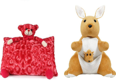 

Tajpur Traders Red teddy pillow (30 cm) With Kangaroo Soft Toy - 35 cm(Red, Browm), Browm;red