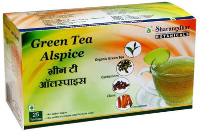 

SHARANGDHAR Organic Alspice Green Tea, Cardamom, Cinnamon, Clove, Pack of 25 Tea Bags (Pack of 1) Cinnamon, Cloves, Cardamom Masala Tea Bags(100 g, Box)