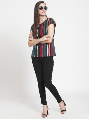 TANDUL Casual Regular Sleeve Striped Women Multicolor Top