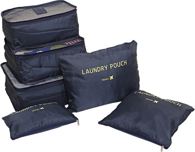 

kuber industries 6 Pieces Travelling Mesh Laundry Pouch/Cloth Organizer Storage Bag -CTKTC1451(Blue)