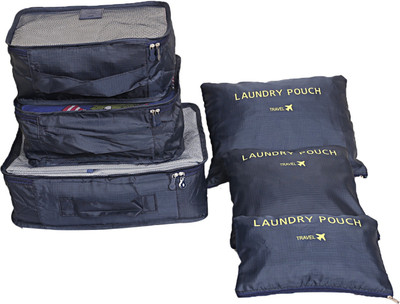 

kuber industries 6 Pieces Travelling Mesh Laundry Pouch/Cloth Organizer Storage Bag (Dark Blue)-CTKTC1450(Blue)