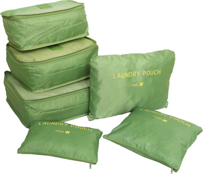 

kuber industries 6 Pieces Travelling Mesh Laundry Pouch/Cloth Organizer Storage Bag -CTKTC1457(Green)
