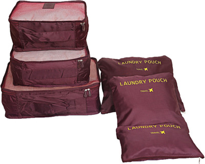 

kuber industries 6 Pieces Travelling Mesh Laundry Pouch/Cloth Organizer Storage Bag -CTKTC1454(Red)
