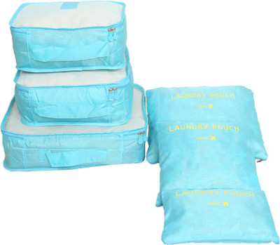 

kuber industries 6 Pieces Travelling Mesh Laundry Pouch/Cloth Organizer Storage Bag -CTKTC1452(Blue)