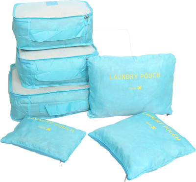 

kuber industries 6 Pieces Travelling Mesh Laundry Pouch/Cloth Organizer Storage Bag -CTKTC1453(Blue)