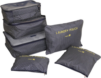 

Kuber Industries 6 Pieces Travelling Mesh Laundry Pouch/Cloth Organizer Storage Bag -CTKTC1469(Blue)