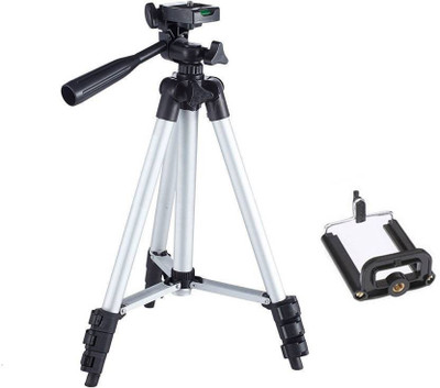 

MobFest Portable & Foldable Camera - Mobile Tripod With Mobile Clip Holder Bracket , Fully Flexible Mount Cum Tripod , Standwith Three-dimensional Head & Quick Release Plate Tripod(Black, Silver, Supports Up to 1500)