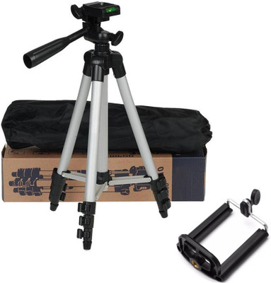 

casadomani Tripod-3110 Portable & Foldable Lightweight DSLR Camera Stand With Three-Dimensional Head & Quick Release Plate For Videos Cameras Camcorders with Mobile Holder Mount For Android Phone Tripod(Silver & Black, Supports Up to 1500)