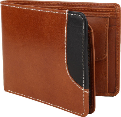 Rosset Men Casual Brown Genuine Leather Wallet(5 Card Slots), Tan black