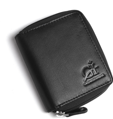 

Growth India Men Black Genuine Leather Wallet(8 Card Slots)