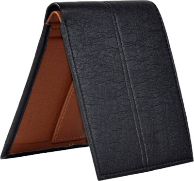 

arrowbee Men Black Artificial Leather Wallet(6 Card Slots), Black-tan