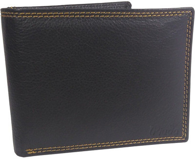 

piuda Men Black Genuine Leather Wallet(16 Card Slots), Black;dark orange