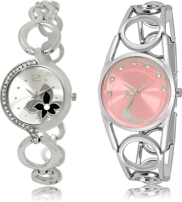 

The Shopoholic New Stylist Latest Silver And Pink Dial Analog Watch For Girls Watches Belt Watch - For Women