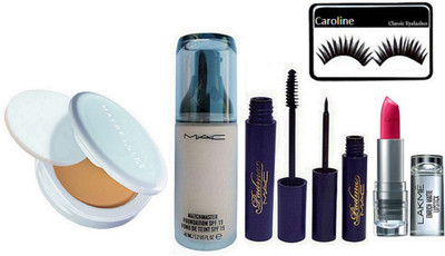 

caroline Eyelashes , Compact , Matchmaster Foundation , Padma Eyeliner And Mascara , Enrich Lipstick(Set of 6)
