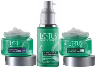 

Lotus Professional Phyto Rx Skin Firming Anti -Ageing Day Creme( 50g )+ Skin Renewal Anti-Ageing NIGHT Creme(50g) &Intensive Repair Anti Ageing Serum (30 ml)( Set of 1)(Set of 3)