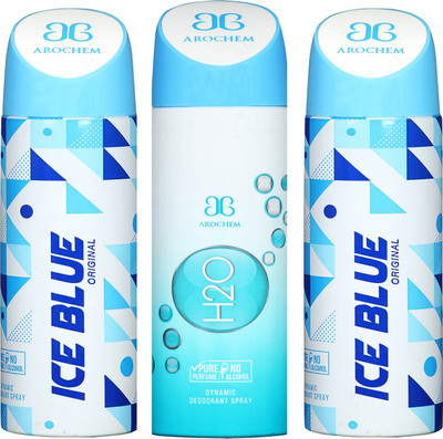 

Arochem ICE BLUE -2 & H2O COMBO DEO DYNAMIC DEODORANT BODY SPRAY - FOR MEN & WOMEN Body Spray - For Men & Women(600 ml, Pack of 3)