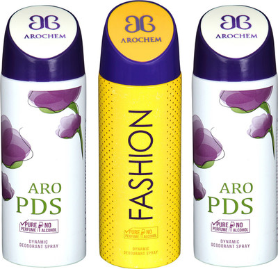 

arochem ARO PDS-2 & FASHION DEO COMBO DYNAMIC DEODORANT SPRAY Body Spray Body Spray - For Men & Women(600 ml, Pack of 3)