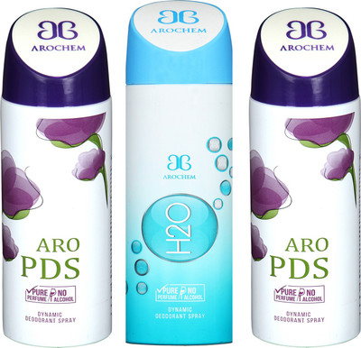 

arochem ARO PDS-2 & H2O DEO COMBO DYNAMIC DEODORANT SPRAY Body Spray Body Spray - For Men & Women(600 ml, Pack of 3)
