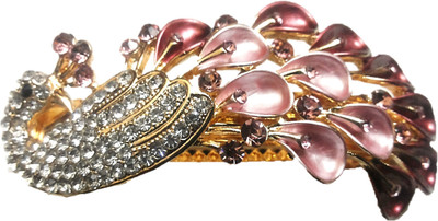 

Utopian Enamel and American Diamond Pink Peacock Hair Clip(Pink)