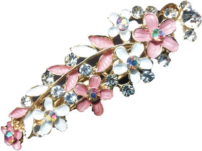 

Utopian Enamel and American Diamond Hair Clip(Pink, White)