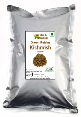 

Veg E Wagon Green Kishmish (Raisins) Premium 250 gm Raisins(250 g, Vacuum Pack)