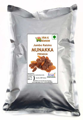

Veg E Wagon Munakka (Jumbo Raisins) Premium 1 Kg Raisins(1 kg, Vacuum Pack)
