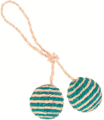 

Trixie 2 Balls on a Rope Sisal with bell, Ø4.5 cm Nylon Ball For Dog & Cat