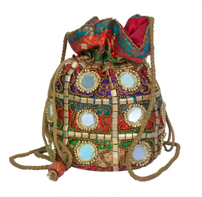

MP Crafts Handmade Ethnic Rajasthani Potli Bag For Women, Bridal, Casual, Party , Wedding Gifts Bag, Potli(Multicolor)