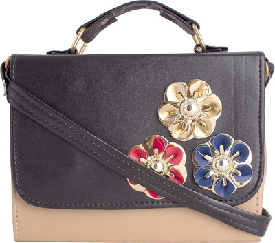 

THE TAN CLAN Women Evening/Party Grey, Beige PU Sling Bag, Beige;grey