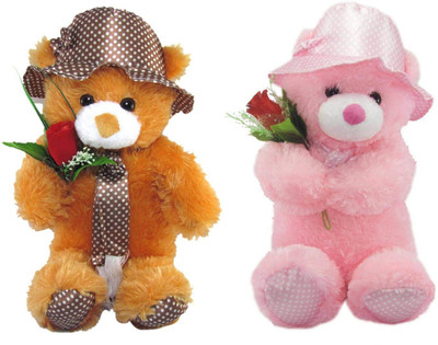 

Tickles Standing Teddy With Rose - 30 cm(Brown)